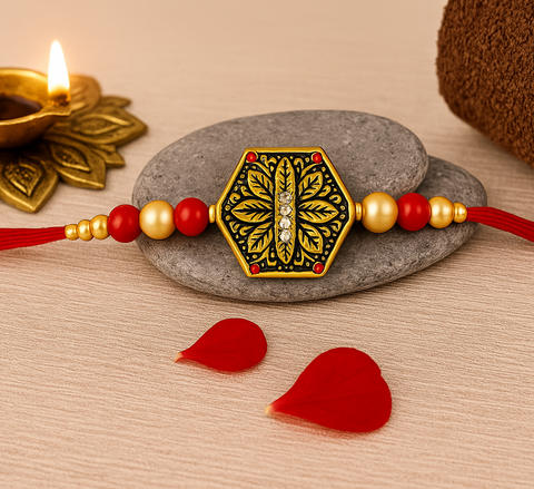 Premium Pearl Designer Rakhi with Roli Chawal
